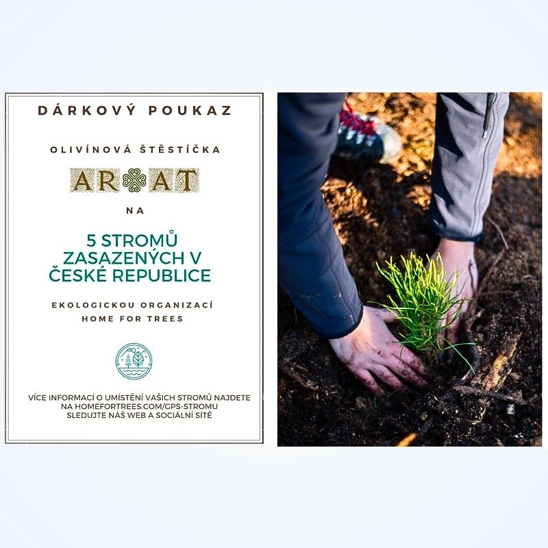 Certifikát o zakoupení sazenic živých stromů jménem Olivínových Štěstíček