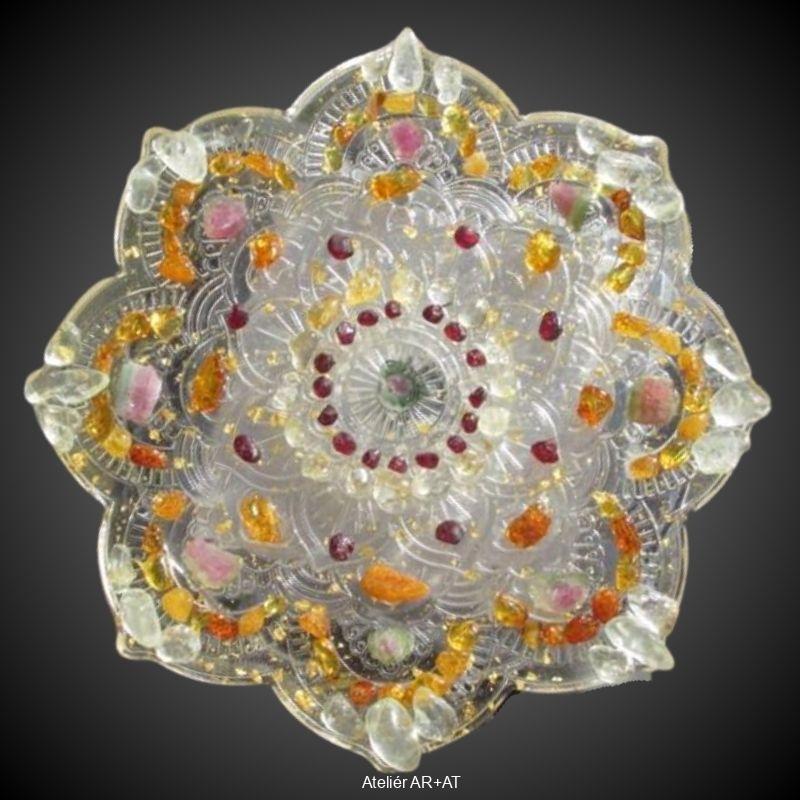 Květinová Mandala – orgonitová podložka (11 cm)