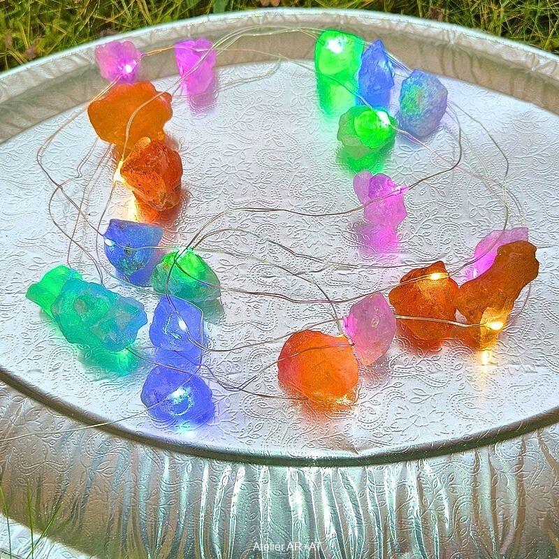 Zářící Drahokamy - LED řetěz s přírodními polodrahokamy