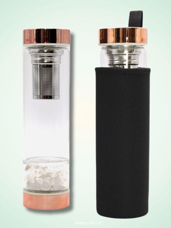 Skleněná láhev 500 ml s čajovým difuzérem a růženínem