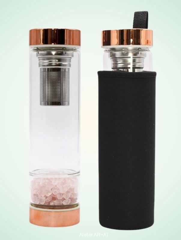 Skleněná láhev 500 ml s čajovým difuzérem a růženínem