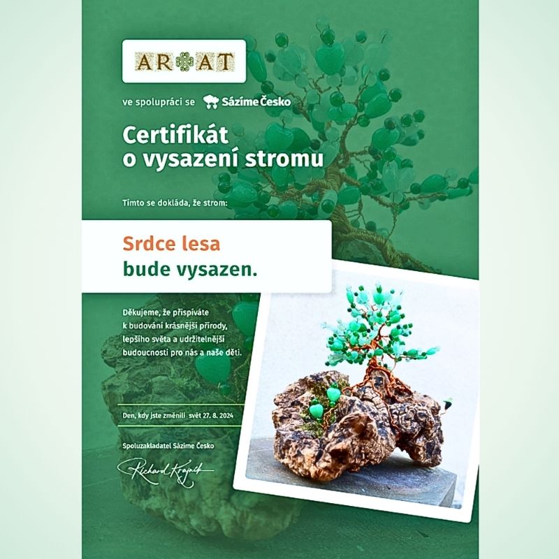 Certificate of the purchased Tree Twin sampling of Heart of Tiger