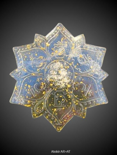 Čakrová Mandala - orgonitová podložka pro krystalovou mřížku (14 cm)